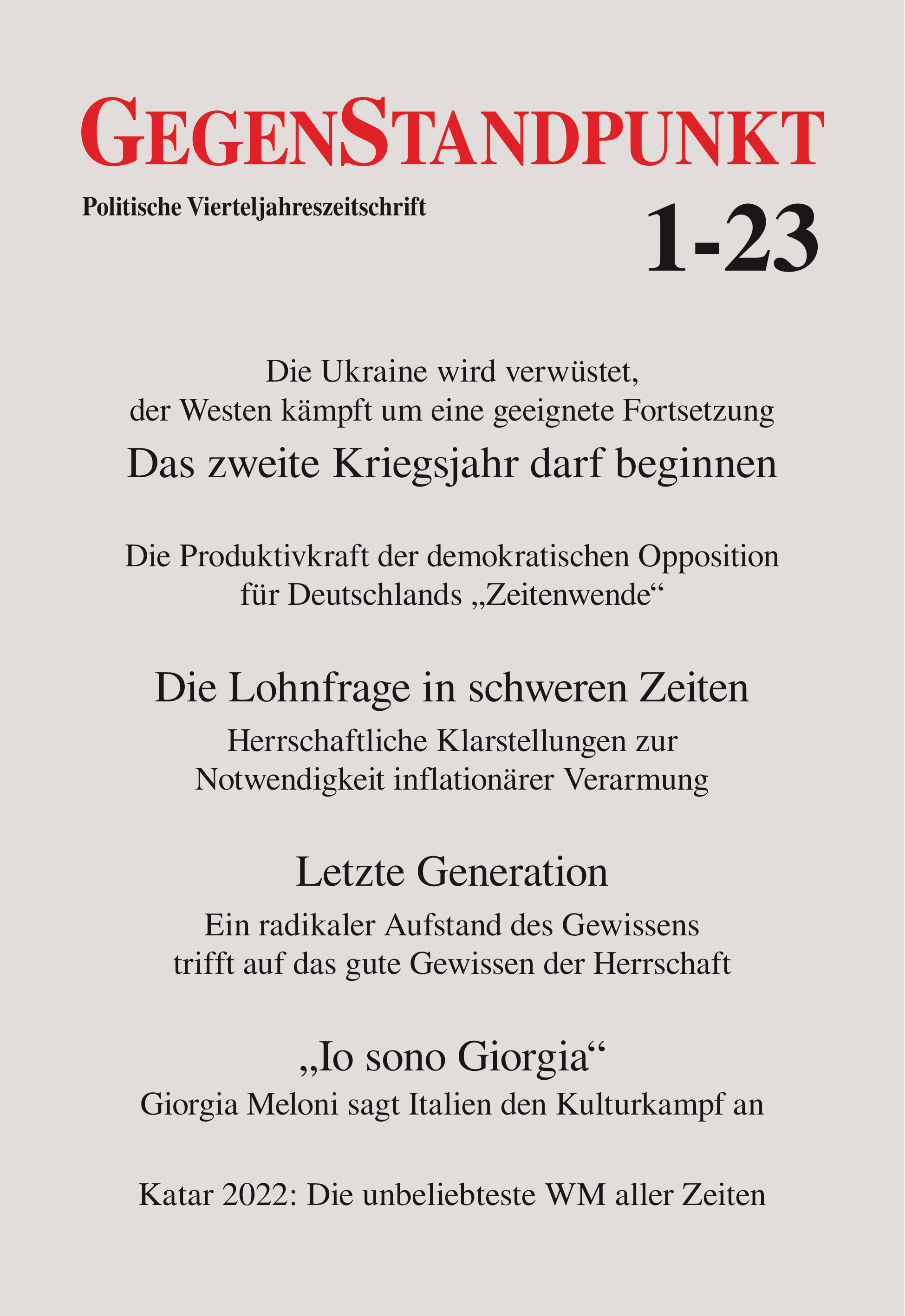 Ausgabe 1-23 Gegenstandpunkt 1/23